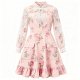 Pink Rose Lace-Sleeve Dress