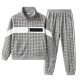 Gray Grid-Print Tracksuit
